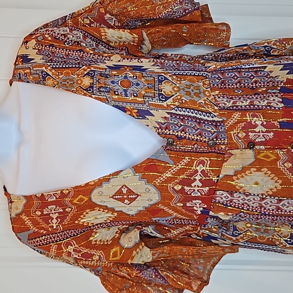 *NWT* RAGA Sunset Flutter Sleeve Metallic Dress - Picture 3 of 12